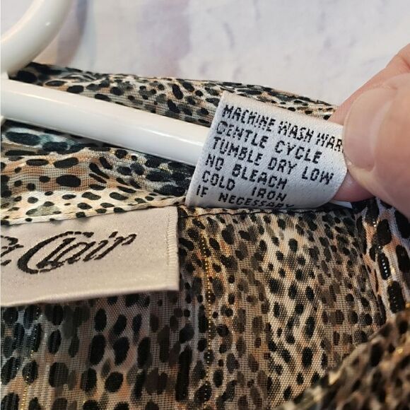 VINTAGE YVES ST. CLAIR Semi-sheer Animal Print Metallic Button-down Blouse 14 - Picture 8 of 10